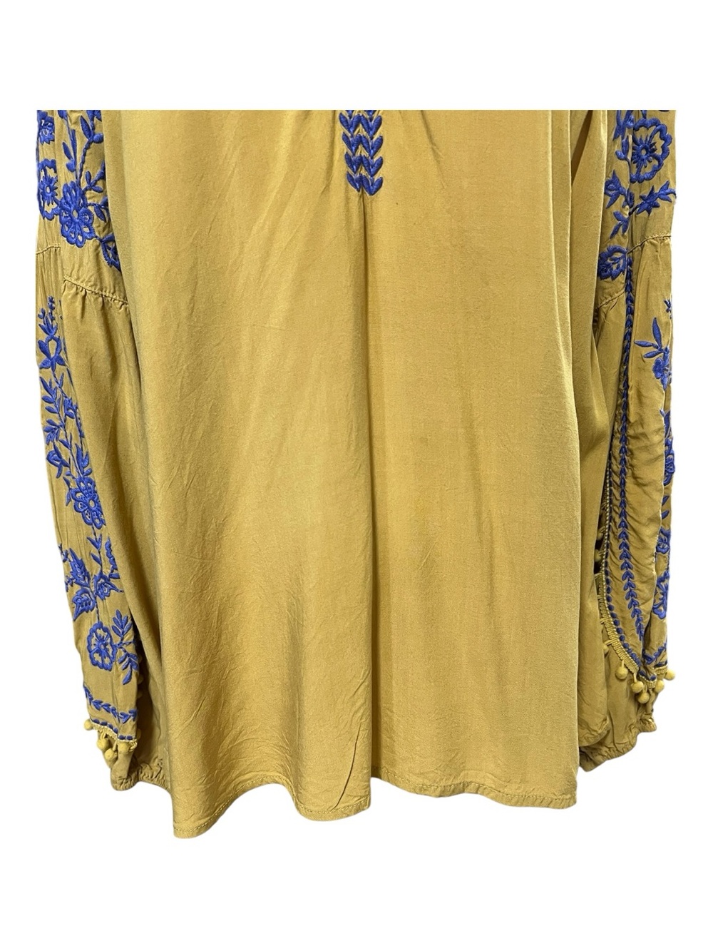 EUC Solitaire Goldenrod Embroidered Boho Peasant Blouse | Size M - Picture 3 of 8